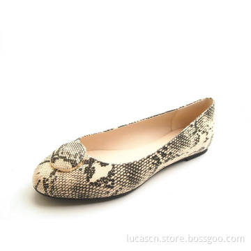 Ladies Round Toe Fashion Buckle Flat Shoes